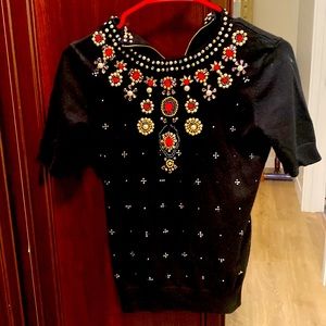 Cocktail top with sequins and nice beaded patterns